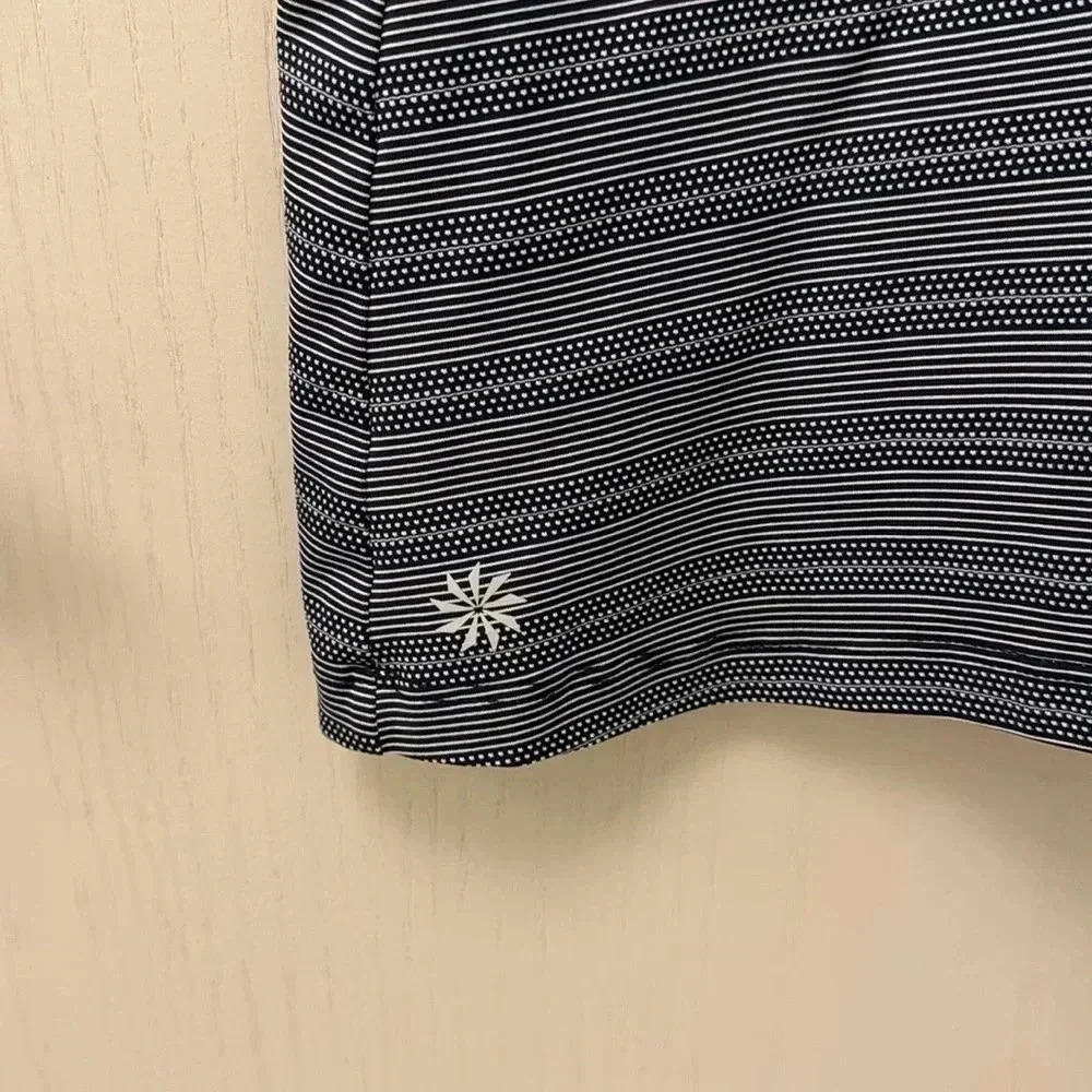Athleta Max Out Tank‎ Top XL Navy Blue White Striped Activewear V-Neck Side Slit - Picture 2 of 6